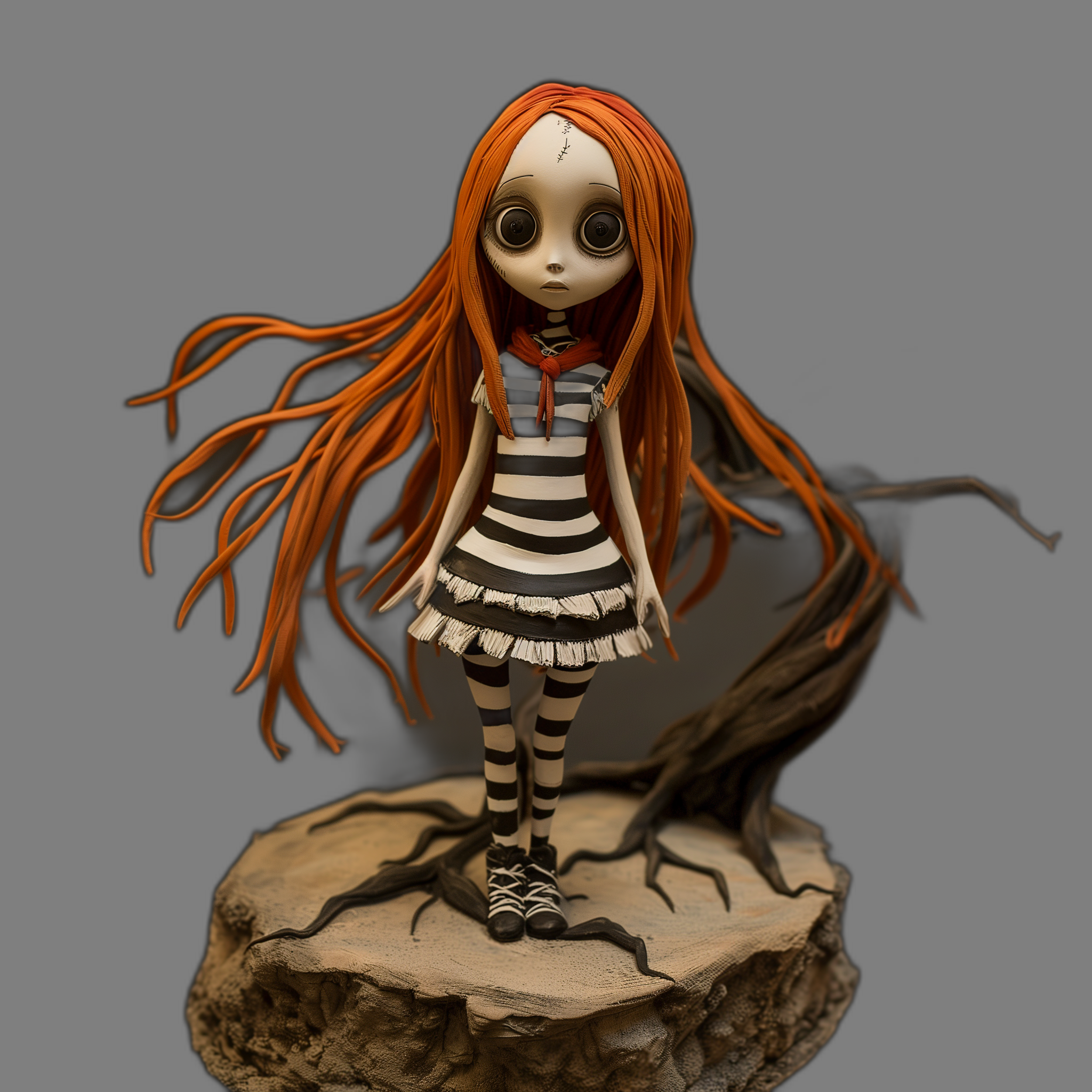 terracota ginger girl in tim burton style with masked background 1.png